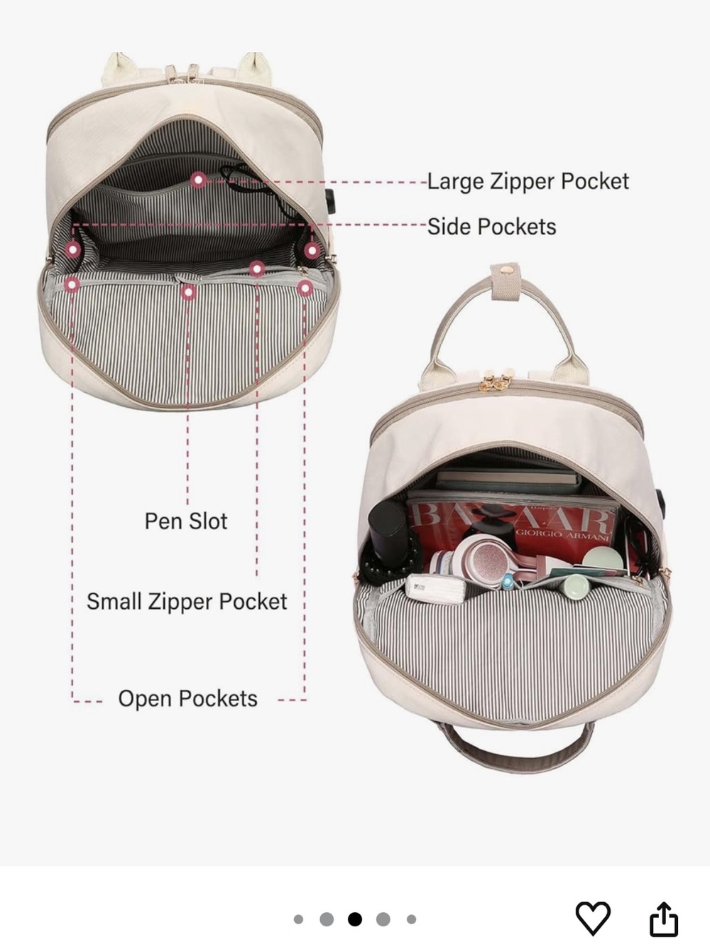 Beige Two-Tone Backpack - Picture 4 of 12